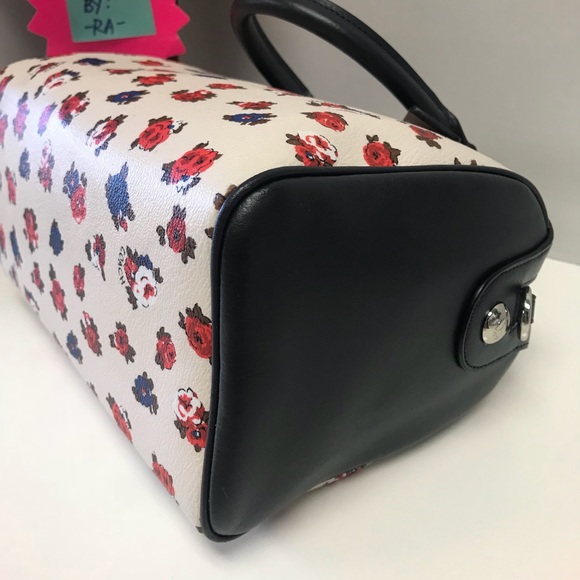 Coach F57627 Mini Bennett Rose Floral Chalk & Black Handbag Purse - Picture 6 of 8